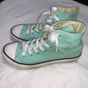 Mint green high top converse